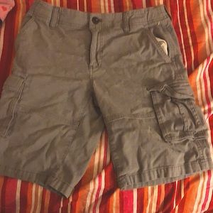 Grey stretchy cargo shorts